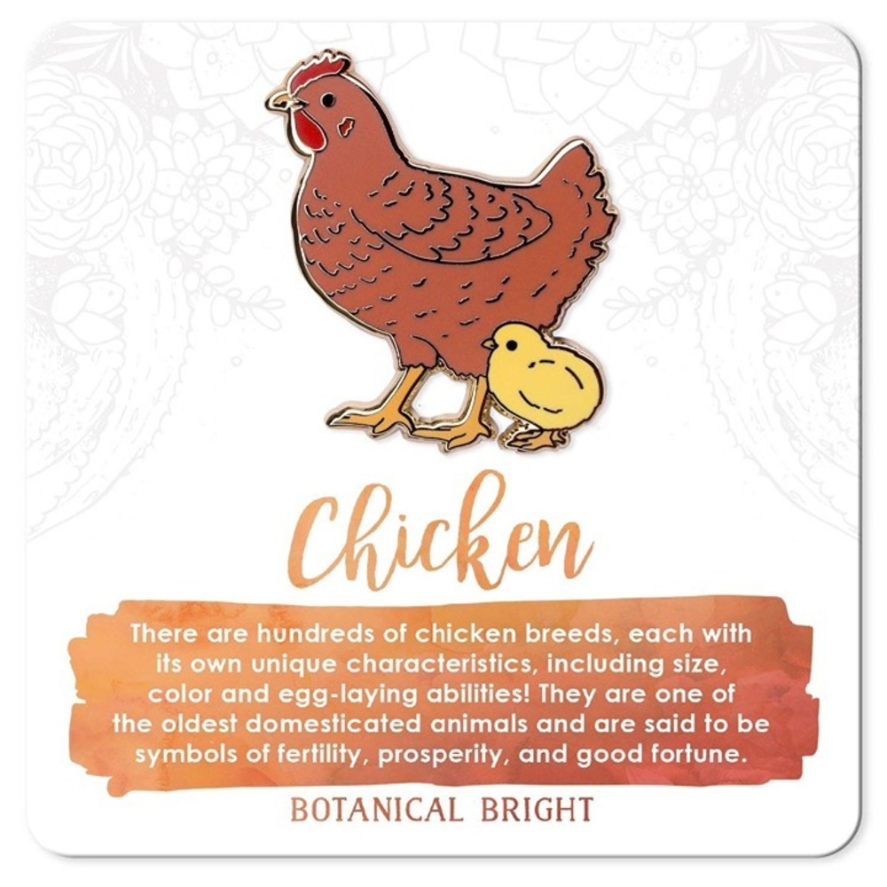 Chicken & Chick Bird Enamel Pin - Gold Plated Farm Animal Jewelry & Brooch